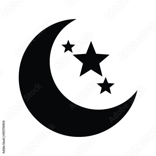 Crescent Moon Stars Night Sky Symbol