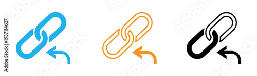 Chain link icons in blue orange and black