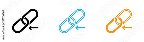 Chain link icons in black blue and orange