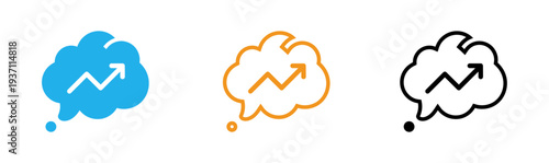 Colorful cloud icons with upward trending arrows