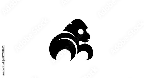 Stylized gorilla silhouette on white background
