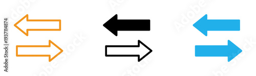 A set of six arrow icons in different colors and styles