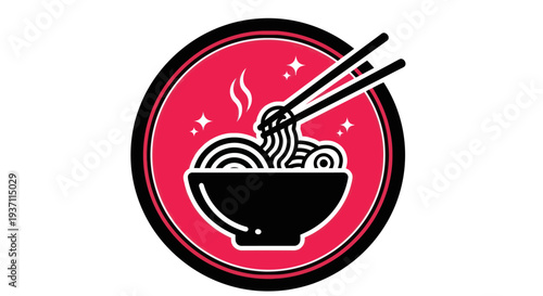 Noodle bowl with chopsticks vector illustration