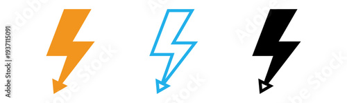 Lightning bolt icons in orange blue and black