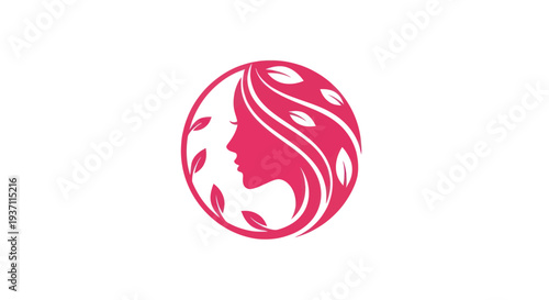 Woman silhouette in floral circle design