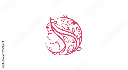 Womans profile with foliage vector illustration