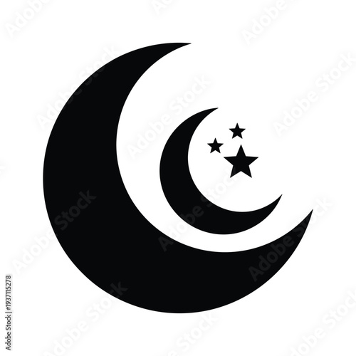 Crescent Moons Stars Graphic Night Sky