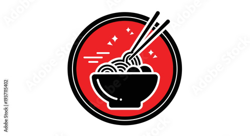 Noodle bowl with chopsticks graphic design