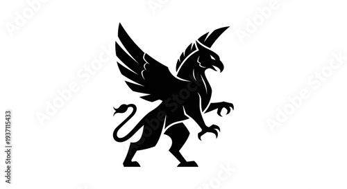 Stylized griffin silhouette on white