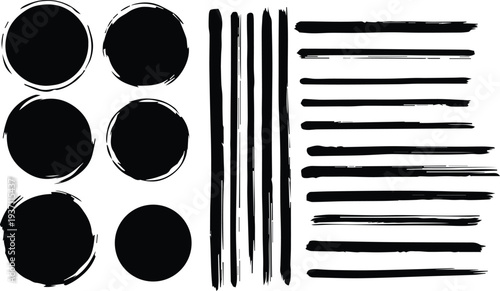 A black and white abstract art piece featuring geometric shapes and lines