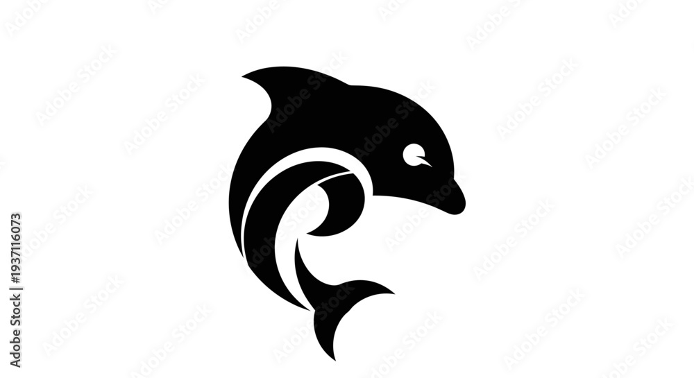 Obraz premium Stylized dolphin silhouette on white
