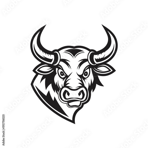 Menacing bull mascot with hands on hips displays an intimidating stern expression