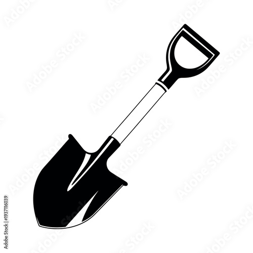 Black silhouette of a shovel for gardening or construction