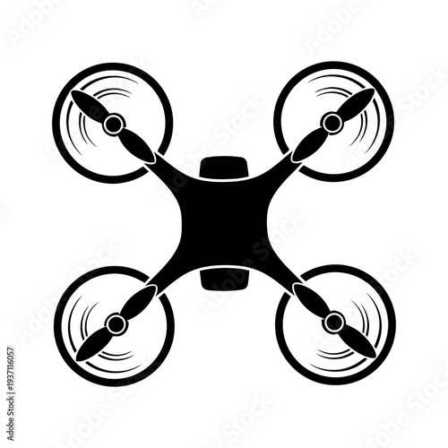 Black silhouette of a drone for flying or aerial