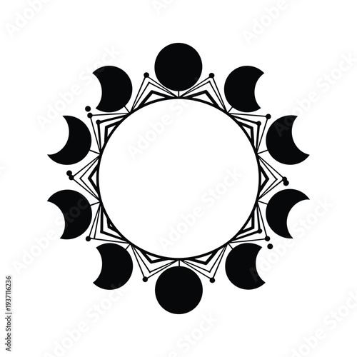 Moon Phases Mandala Frame Commercial Graphic