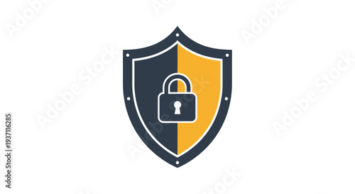 Security shield icon with a padlock representing data protection