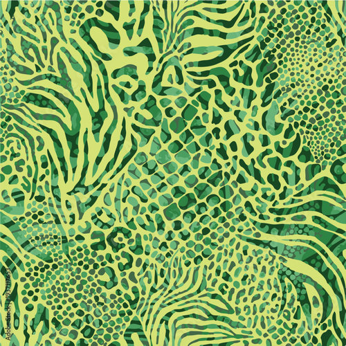 Leopard print. Vector seamless pattern. Animal skin background with black and brown spots on beige backdrop. Abstract exotic safari texture. Jaguar, leo, puma cheetah,zebra, fur pattern. Repeat design