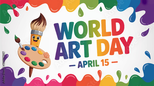 Vibrant world art day celebration with paintbrush and palette on april 15th