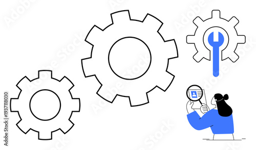 Technology concept. Gear mechanics highlighting functional processes and system settings. Technology exploring tools and workflow optimization. For software, IT, engineering, innovation, and research