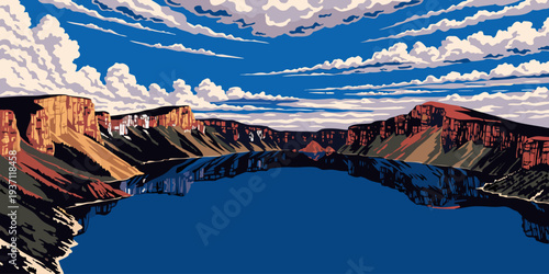 Crater Lake Deep Blue Volcanic Lake Panorama – USA | United States Oregon Caldera, Rim Viewpoint & Iconic Cascade Mountain Scenery