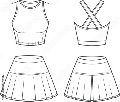 Four Different Skirt and Drawn in Black and White Line fashion line black and white clothing dress