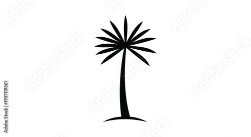 A minimalist black silhouette of a palm tree against a stark white background high quality professional