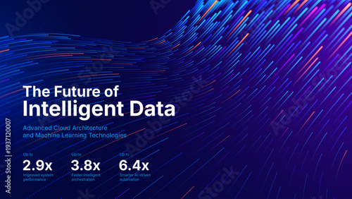 Artificial Intelligence Data Stream Design for Tech Industry Reports. Blue Vector Background for Corporate Templates and Digital Workflows.