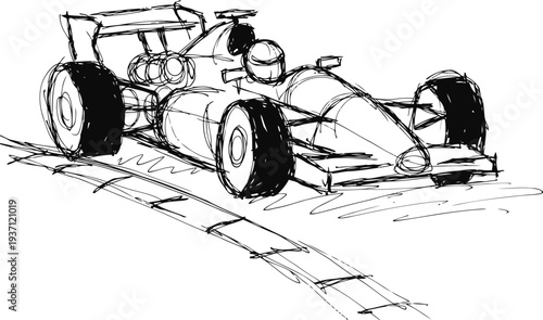 formula race car speeding on the track with aerodynamic design and large rear wing