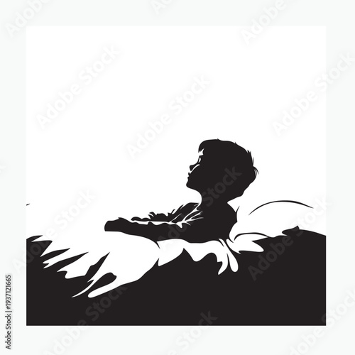 silhouette of a child waking up