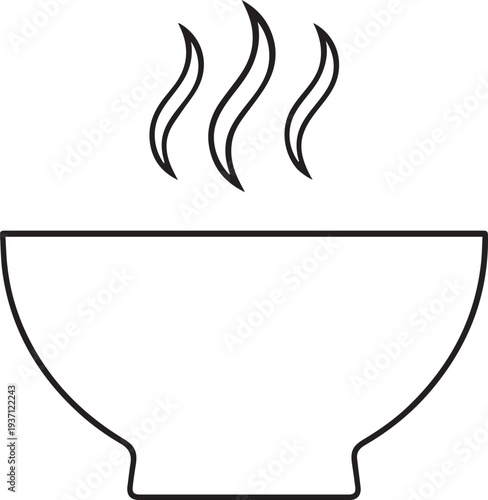 Minimalist steaming soup bowl icon isolated on white background