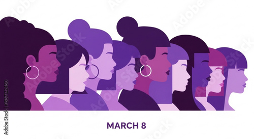 Women silhouettes celebrating International Women's Day on March 8  