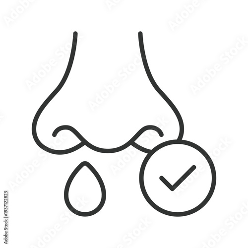 Runny nose hygiene icon in line design. nose, runny nose, hygiene, health, medical, cold, allergy on white background vector. nose editable stroke icon