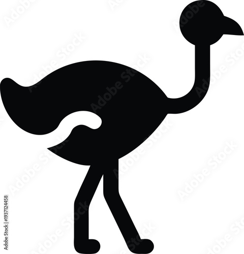 Ostrich Silhouette Illustration – Minimalist Bird Icon Design