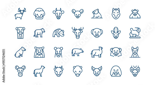 Animal icons set on white background