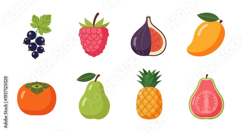 Assorted colorful fruits isolated on white