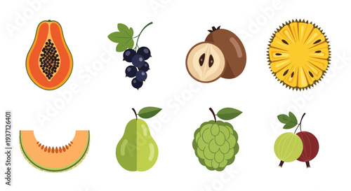 Assortment of fresh fruits isolated on white