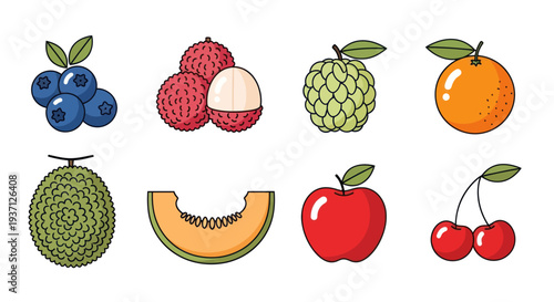 Assortment of fresh fruits isolated on white