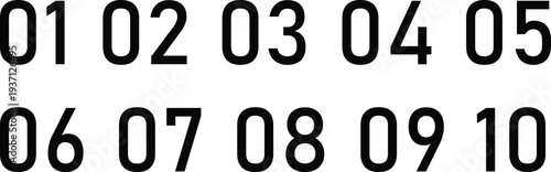 Set of numbers from one to ten, clean and bold design on transparent background