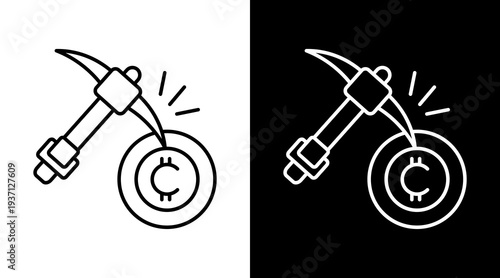 Crypto Mining White Icon Set Design