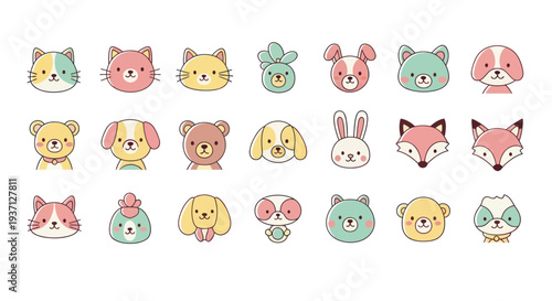 Cartoon animal faces collection