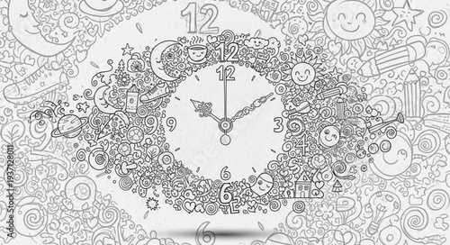 Abstract Eye with Clock and Time Elements.