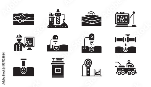 Modern industrial and technology icons for business and science