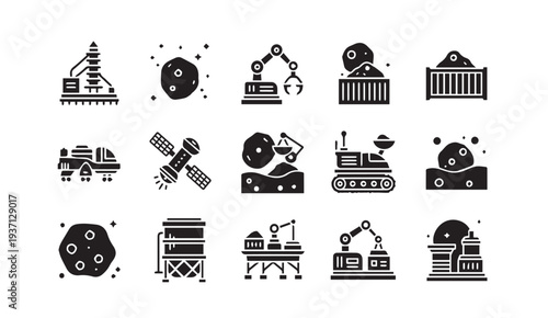 Industrial icons for business and technology concepts