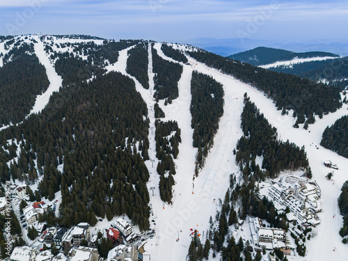 Ski slopes and forest area during winter season in Kopaonik Raška District Serbia