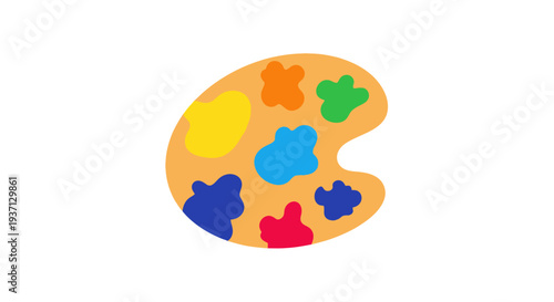 Artist Palette with Colored Paints Illustration.