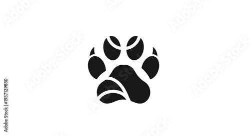 Black Dog Paw Print Icon Illustration.