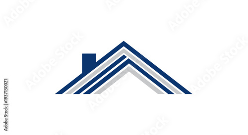 Blue House Roof Icon Simple Design.
