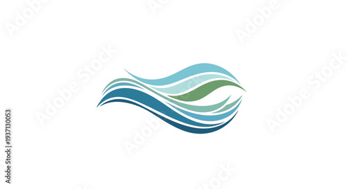 Wavy Blue Green Stripes Design Element.