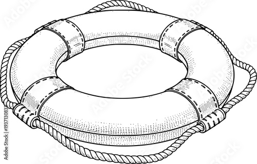 Vintage Life Ring Nautical Safety Equipment White Background lifebuoy