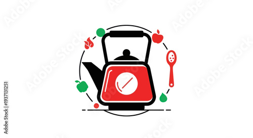 Stylized kettle with food elements